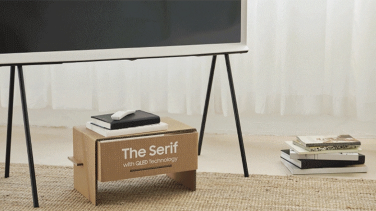 Упаковка от телевизоров Samsung превратится в домик для кошки или журнальный столик