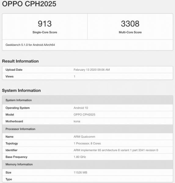 Pro версия смартфона OPPO Find X2 засветилась в Geekbench