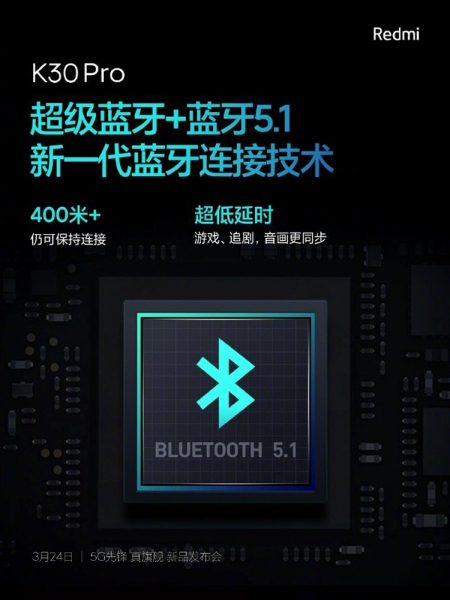 Смартфон Redmi K30 Pro получит поддержку Super Bluetooth с дальностью 400 м