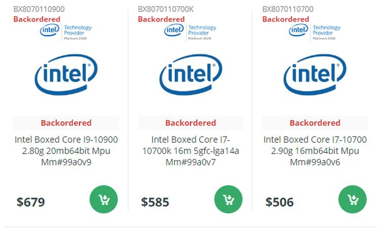 Канадские магазины рассчитывают получить Intel Comet Lake S только во второй половине июня