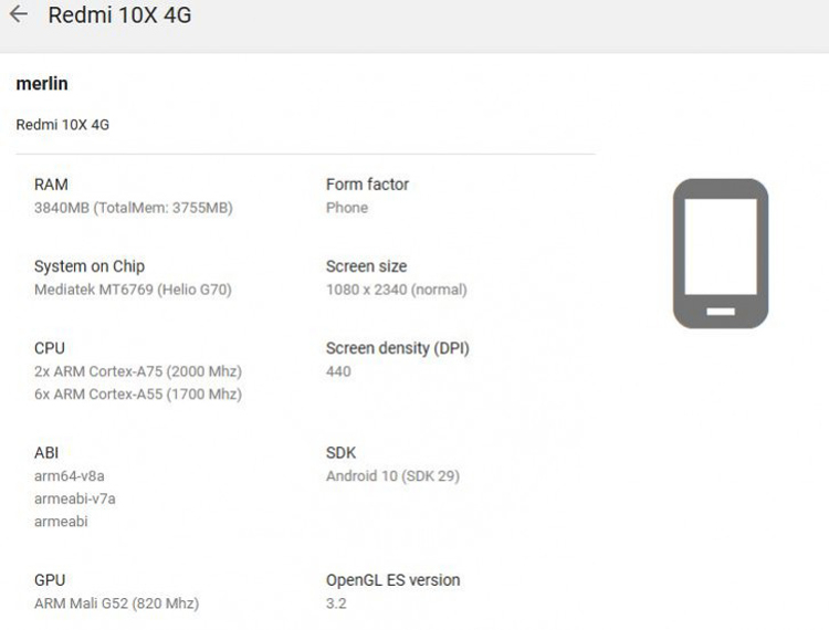 Смартфон Redmi 10X замечен с процессором MediaTek Helio G70