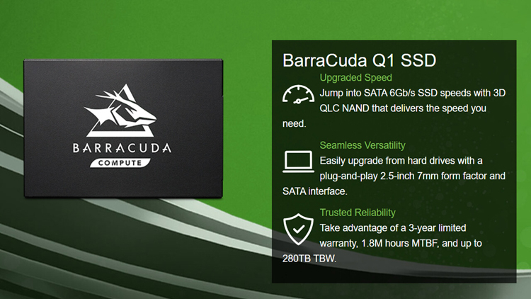 Seagate представила SSD накопители BarraCuda Q1 вместимостью 480 и 960 Гбайт