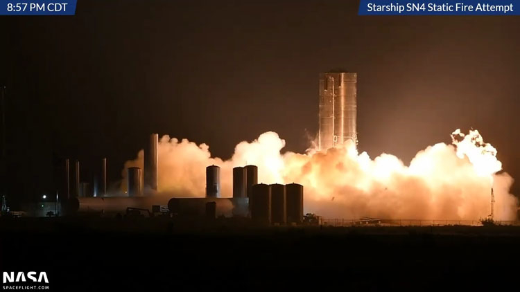 Прототип Starship SN4 компании SpaceX прошёл огневое испытание