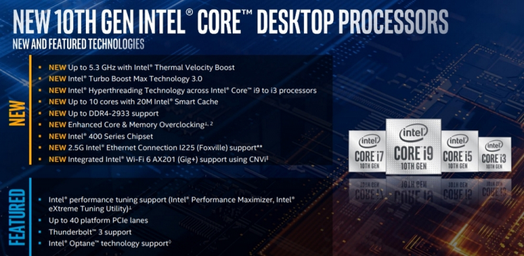 Intel выпустила настольные Comet Lake S: больше ядер за те же деньги